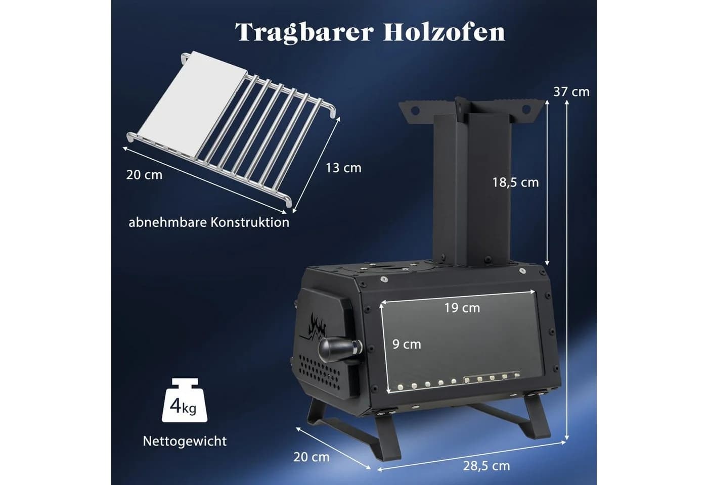 COSTWAY Feuerschale Holzkohle Outdoor BBQ Camping Holzofen Schwarz