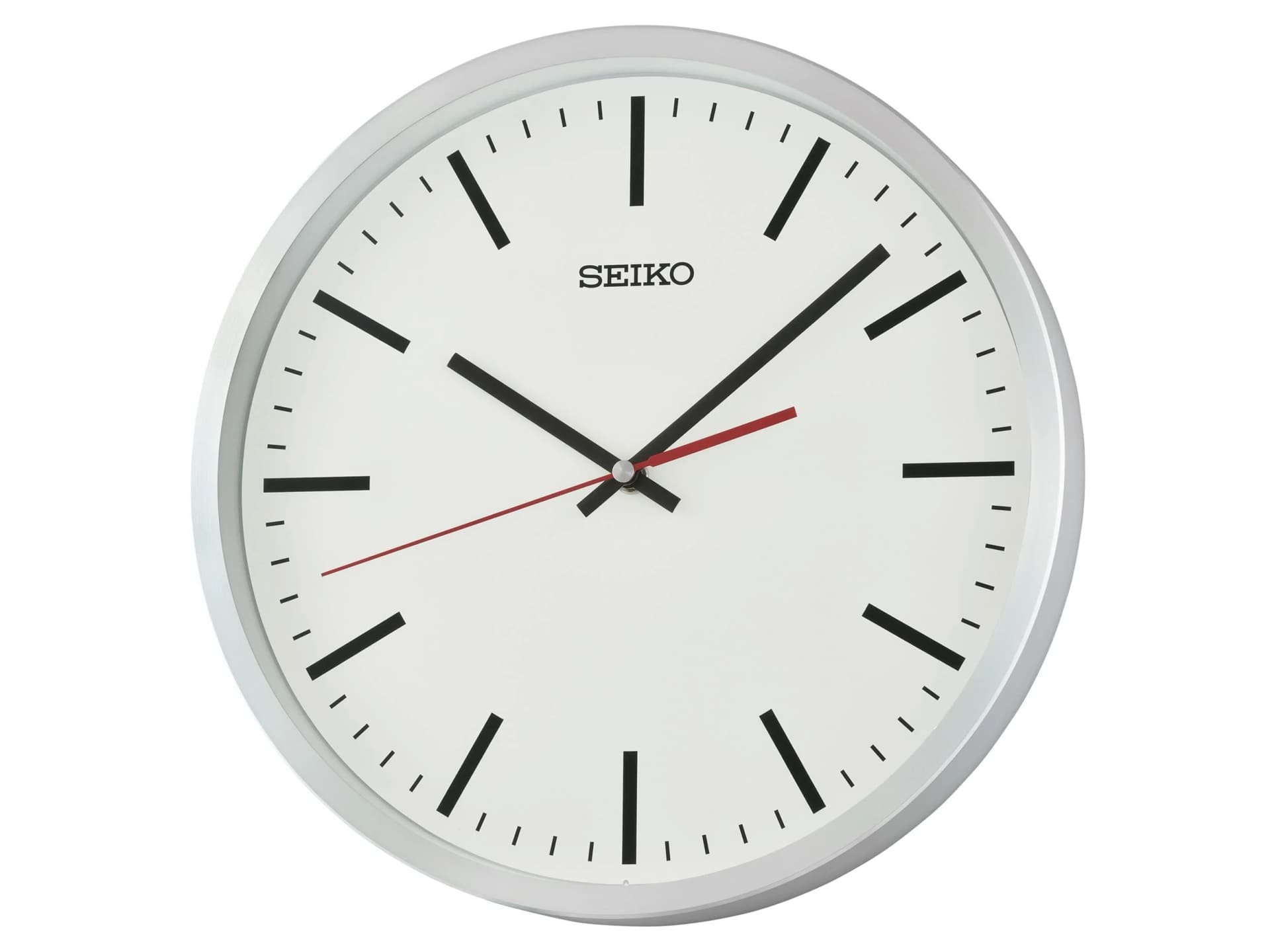 Wanduhr SEIKO Silberfarben Quarzuhr Durchlaufende Sekunde