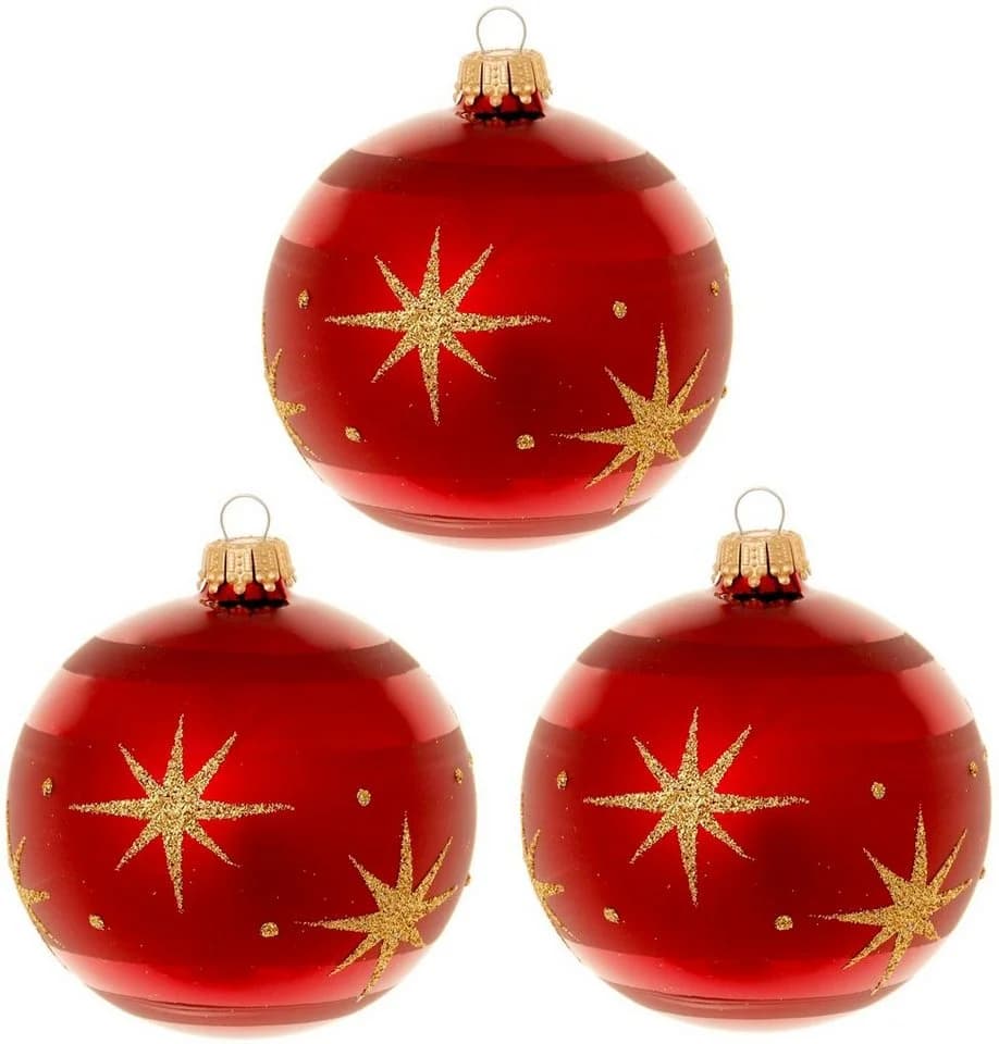Krebs Glas Lauscha Weihnachtsbaumkugel Xmas Night Komet 8 cm 3er Set