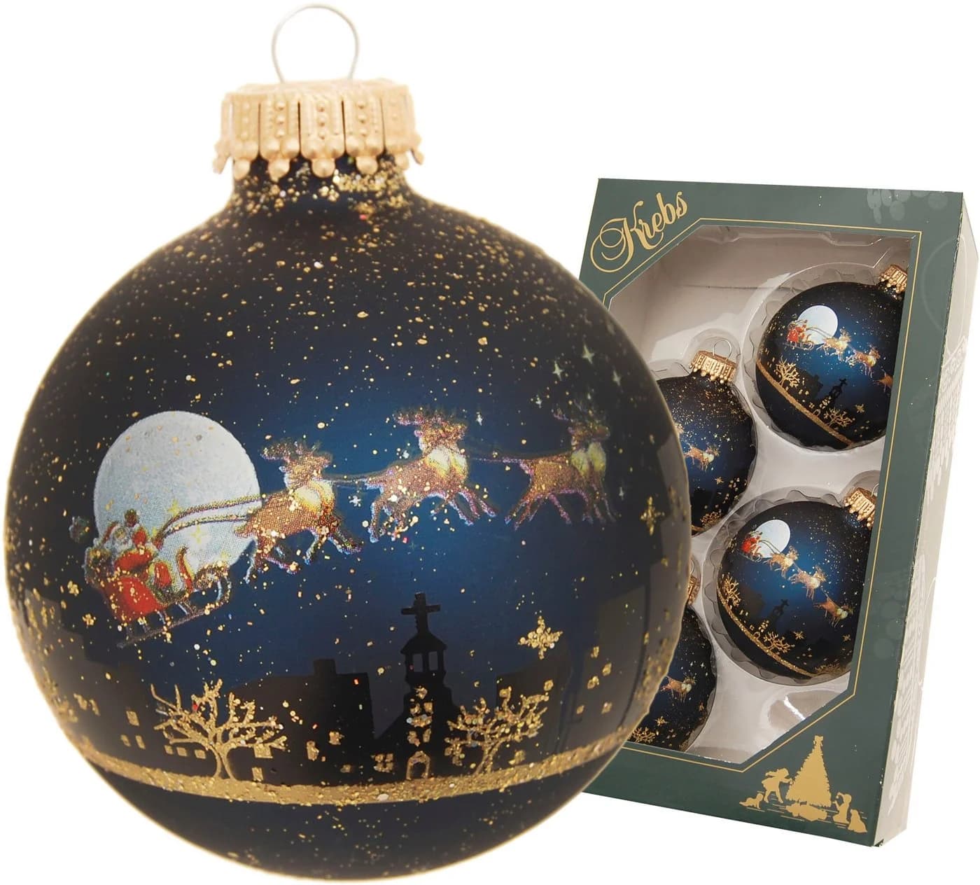 KREBS GLAS LAUSCHA Weihnachtsbaumkugel Midnight before Christmas 7 cm - Bild 2