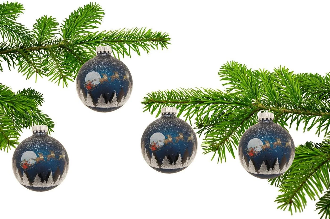 Krebs Glas Lauscha Weihnachtsbaumkugel Spirit of Christmas 7 cm (4 St) Blau - Bild 3