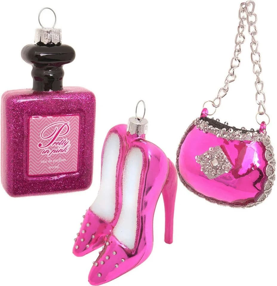 Krebs Glas Lauscha Christbaumschmuck Set Pretty in Pink, 6-9cm (3-tlg), Glas, mundgeblasen, handgefertigt