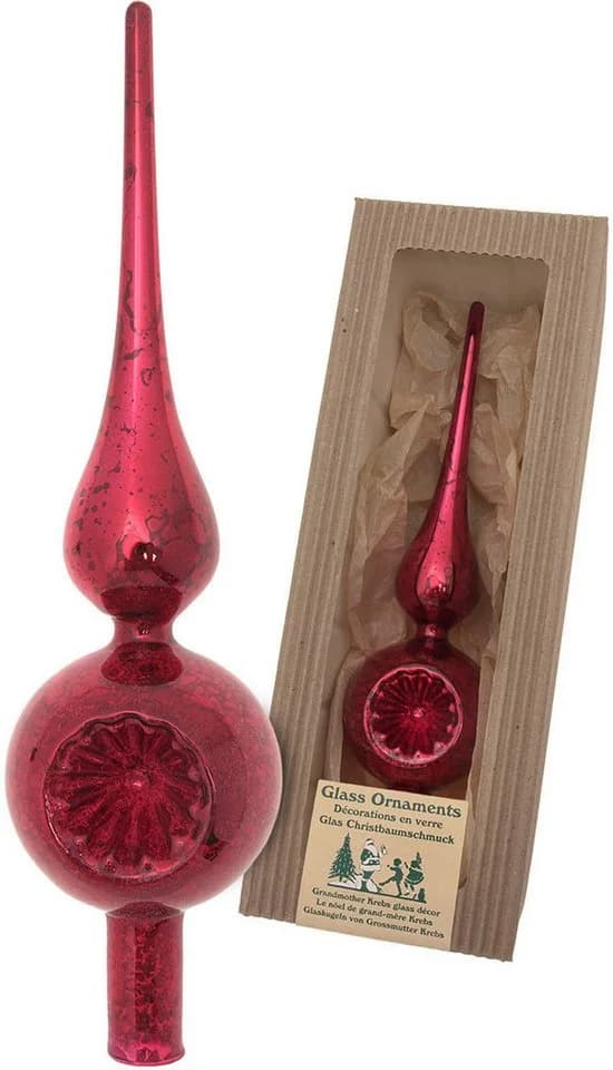 Krebs Glas Lauscha Antike Mercury Glas Reflexspitze Christbaumspitze Rot