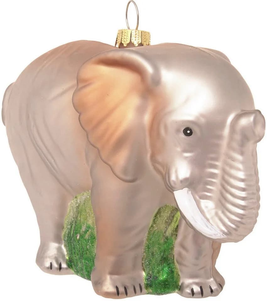 Krebs Glas Lauscha Christbaumschmuck Elefant Grau 12cm