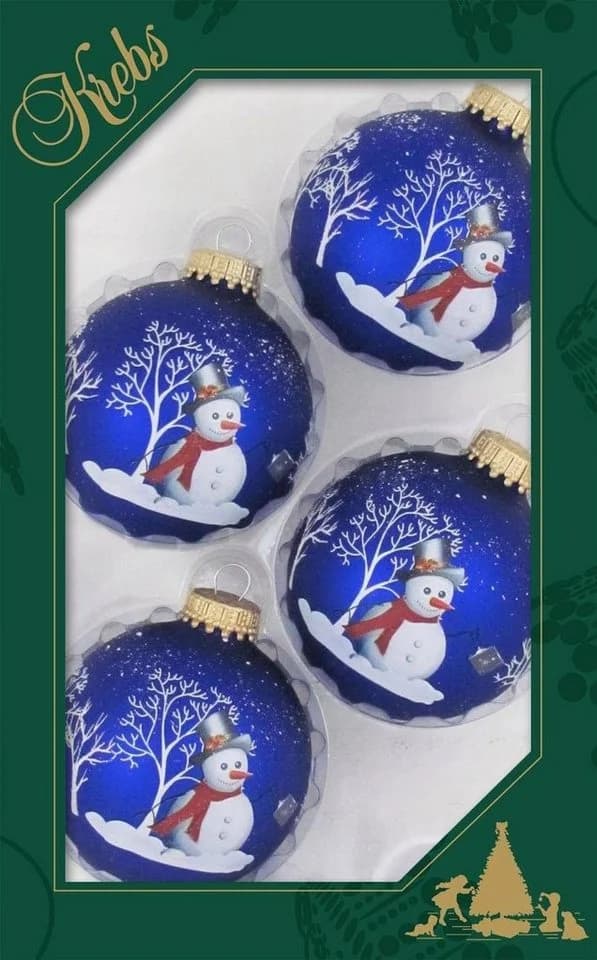 Krebs Glas Lauscha Weihnachtsbaumkugeln Schneemann Glas 4 St