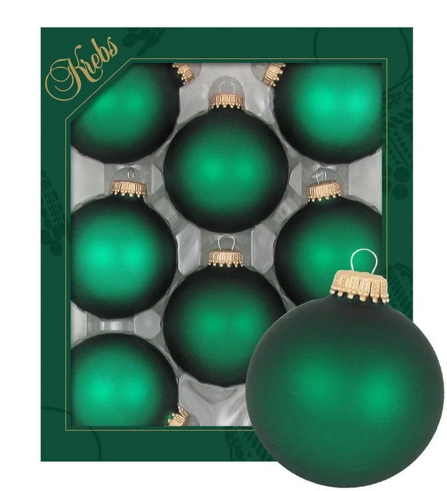 Krebs Glas Lauscha Christbaumschmuck Glaskugel Set Grüner Samt 8 Stück