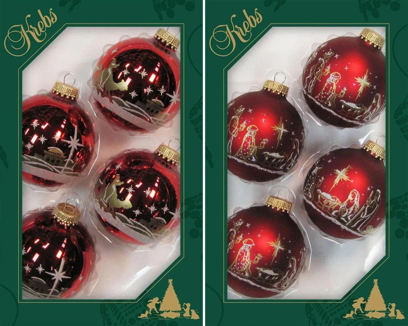 Krebs Glas Lauscha Weihnachtsbaumkugel Heilige Nacht Rot Christbaumschmuck 8 St