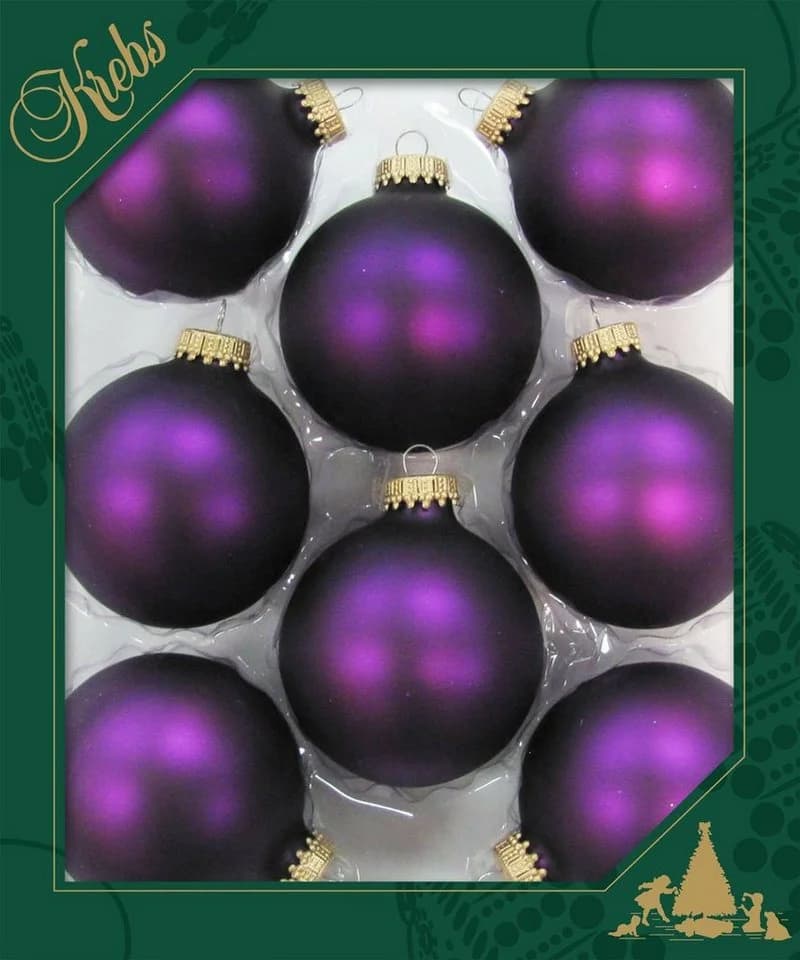 Krebs Glas Lauscha Weihnachtsbaumkugel CBK83309, 8-tlg. Satin-aubergine