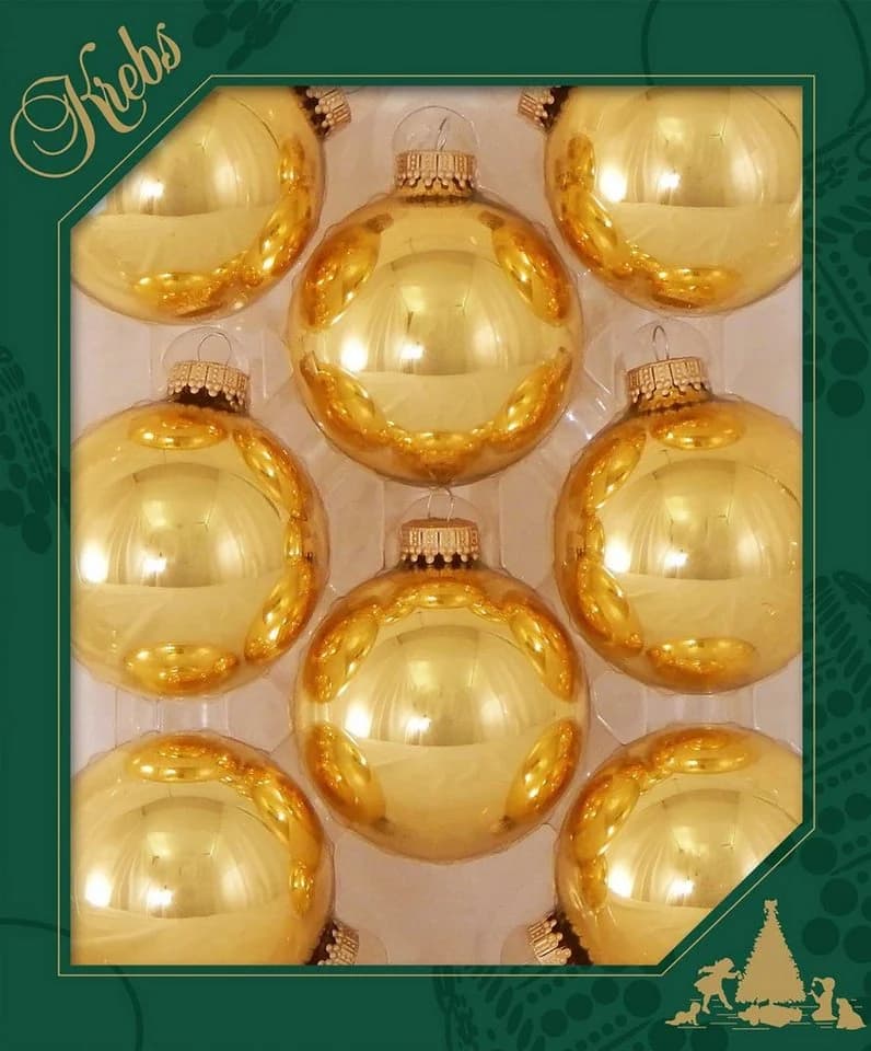 Krebs Glas Lauscha Weihnachtsbaumkugel CBK90251, 8-tlg. Goldfarben