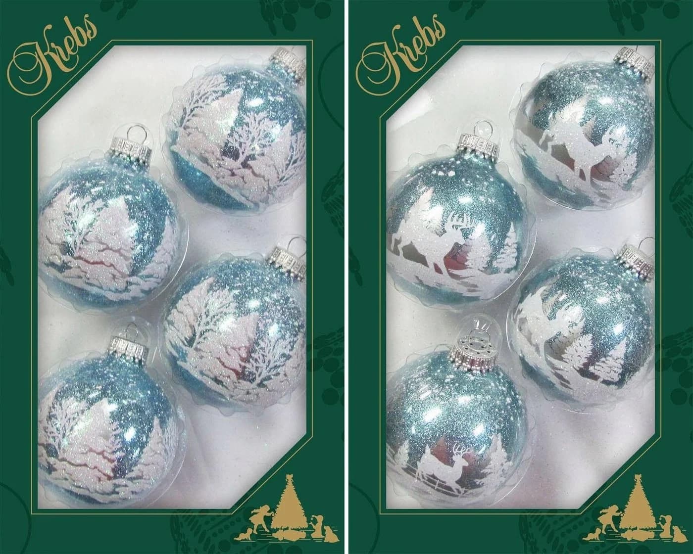 Krebs Glas Lauscha Weihnachtskugeln Winterwald 8 St