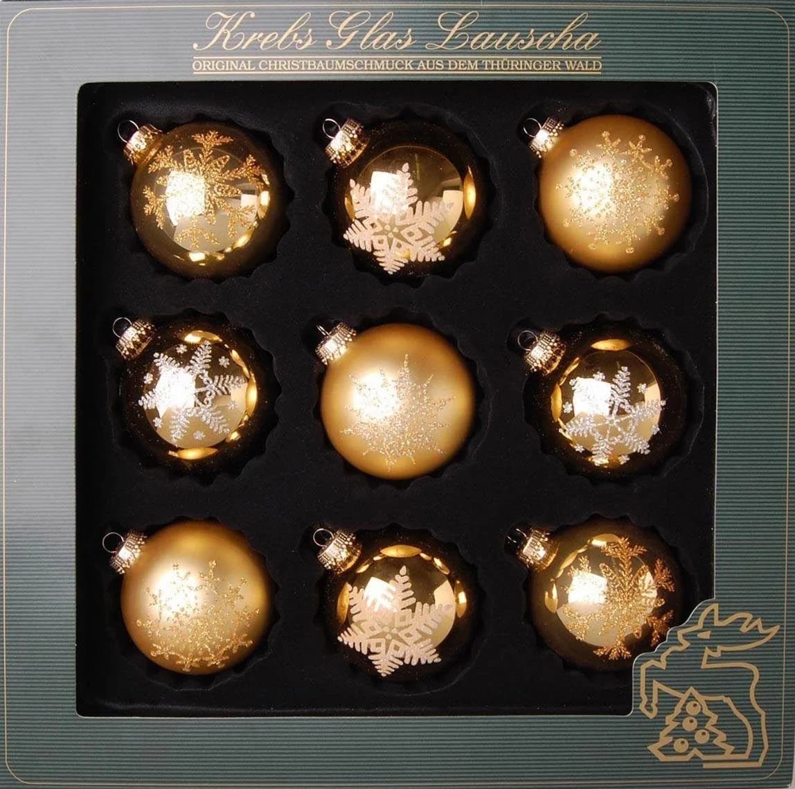 Krebs Glas Lauscha Weihnachtsbaumkugel 9 St. Mundgeblasen