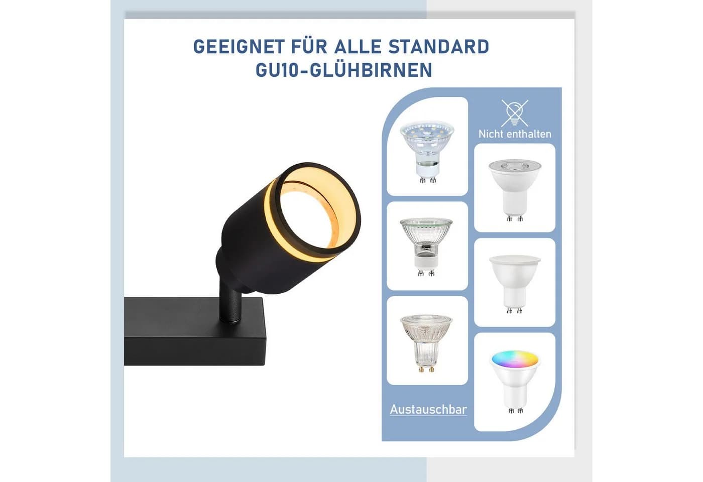 ZMH Deckenstrahler 4 Flammig Schwenkbar Deckenleuchte Küchenlampe GU10 180° - Bild 5