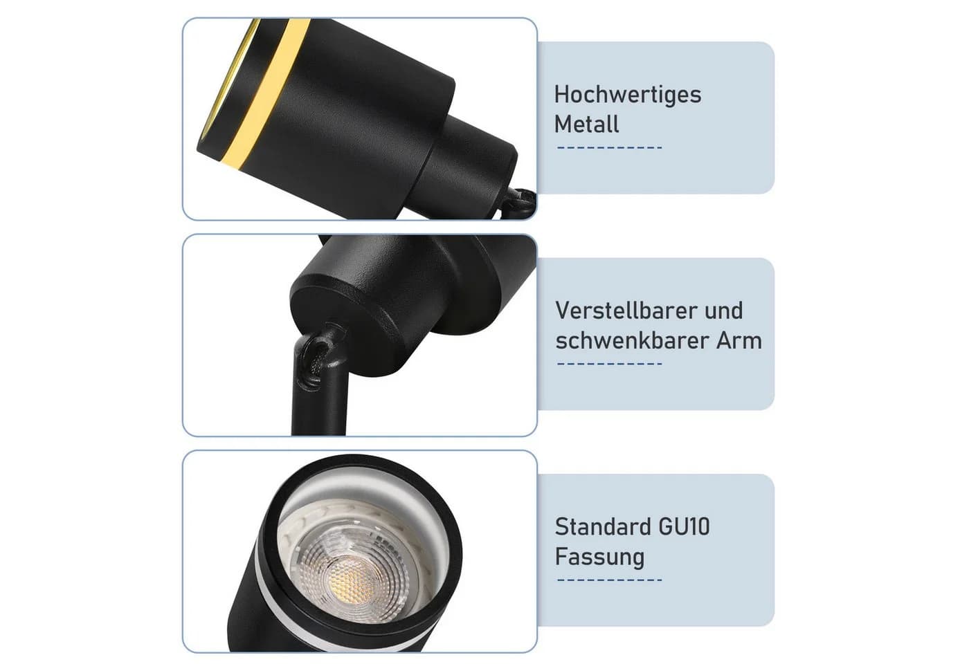 ZMH Deckenstrahler 5-flammig Schwarz Schwenkbar 355° GU10 - Bild 4