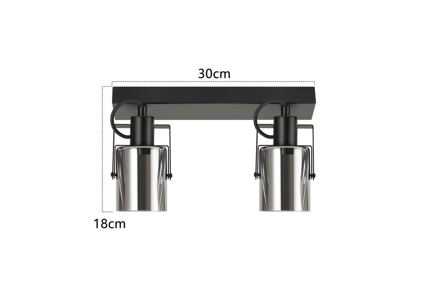 ZMH LED Deckenleuchte Schwarz-Rauchgrau Glas E14 Schwenkbar 350° - Bild 3