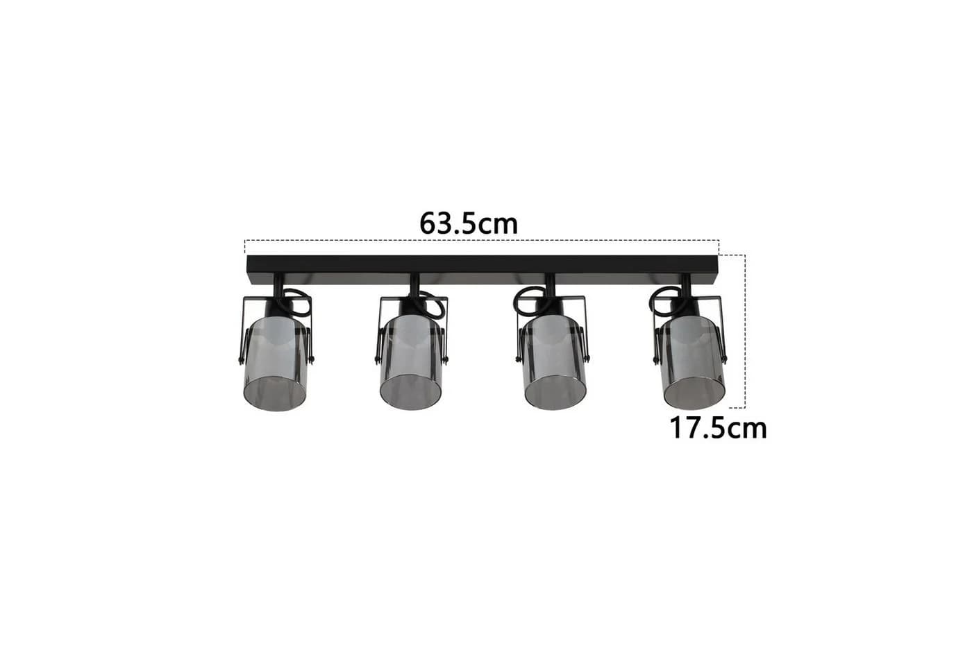 ZMH LED Deckenleuchte Whonzimmer Schwarz-Rauchgrau Glas Deckenlampe E14 Schwenkbar 350°