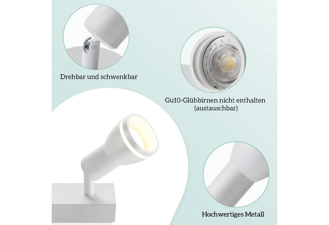 Nettlife Deckenstrahler 4-flammig Schwarz GU10 Schwenkbar Metall