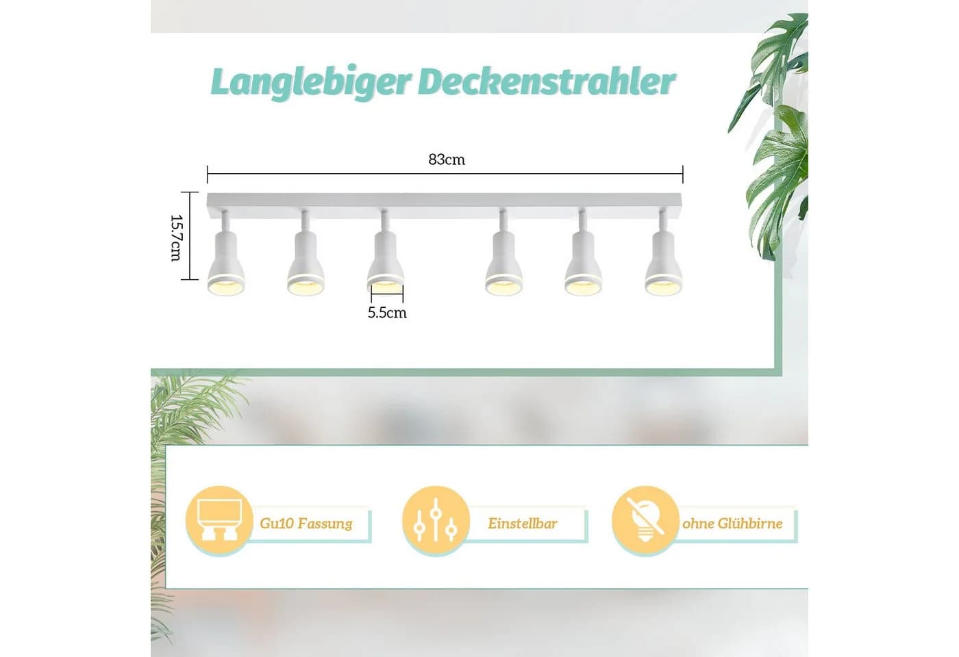 Nettlife Deckenstrahler 4-flammig Schwarz GU10 Schwenkbar Metall - Bild 5