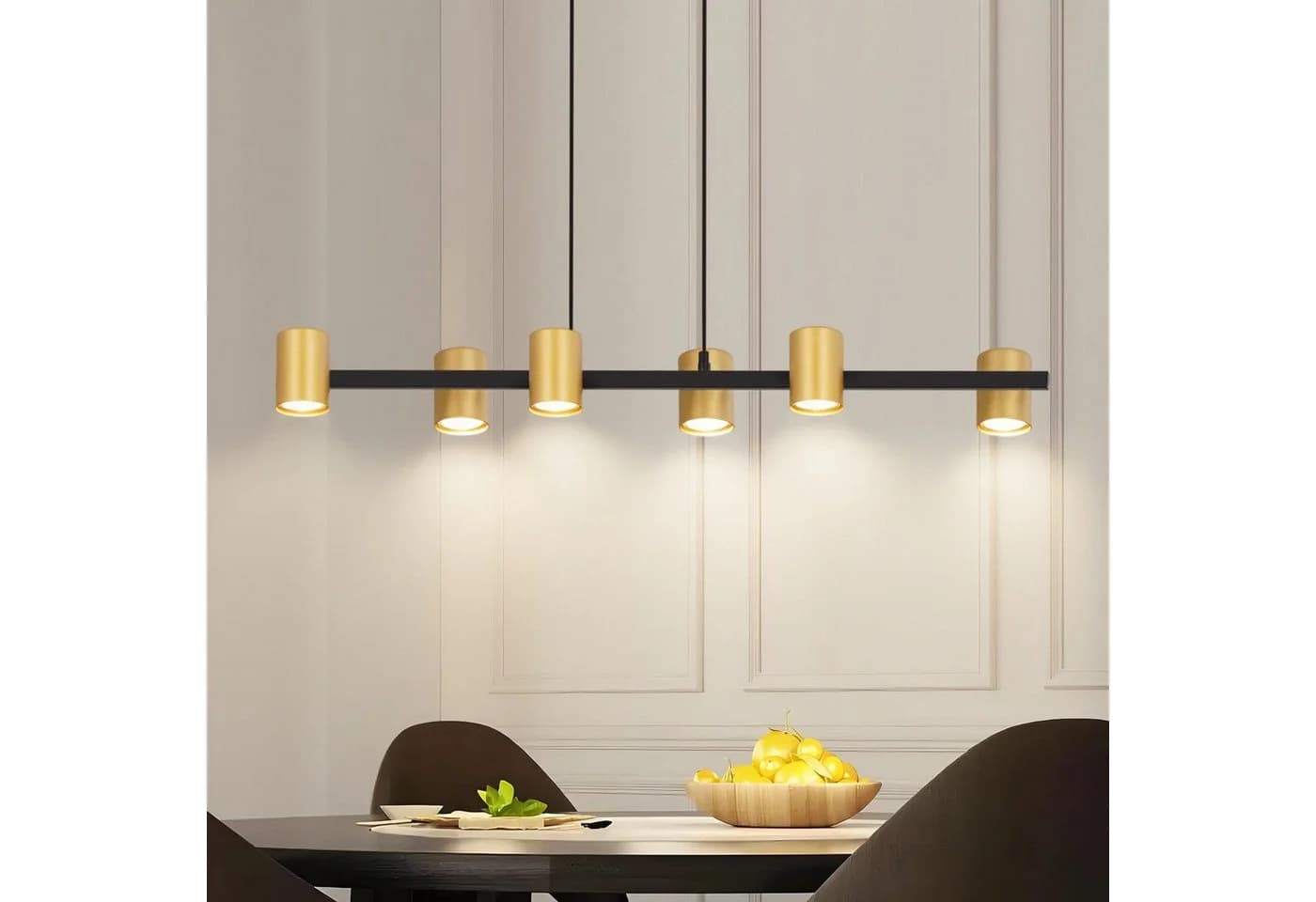 Nettlife Pendelleuchte 6-flammig Schwarz Gold GU10 Metall Industrial - Bild 2