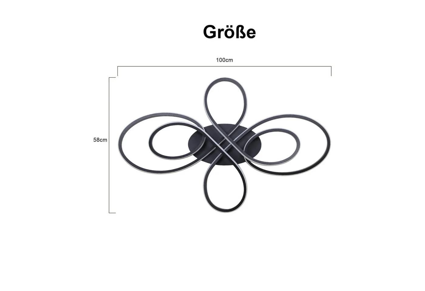 Nettlife LED Deckenleuchte Wohnzimmer Schwarz Dimmbar Modern 100CM Deckenlampe - Bild 5