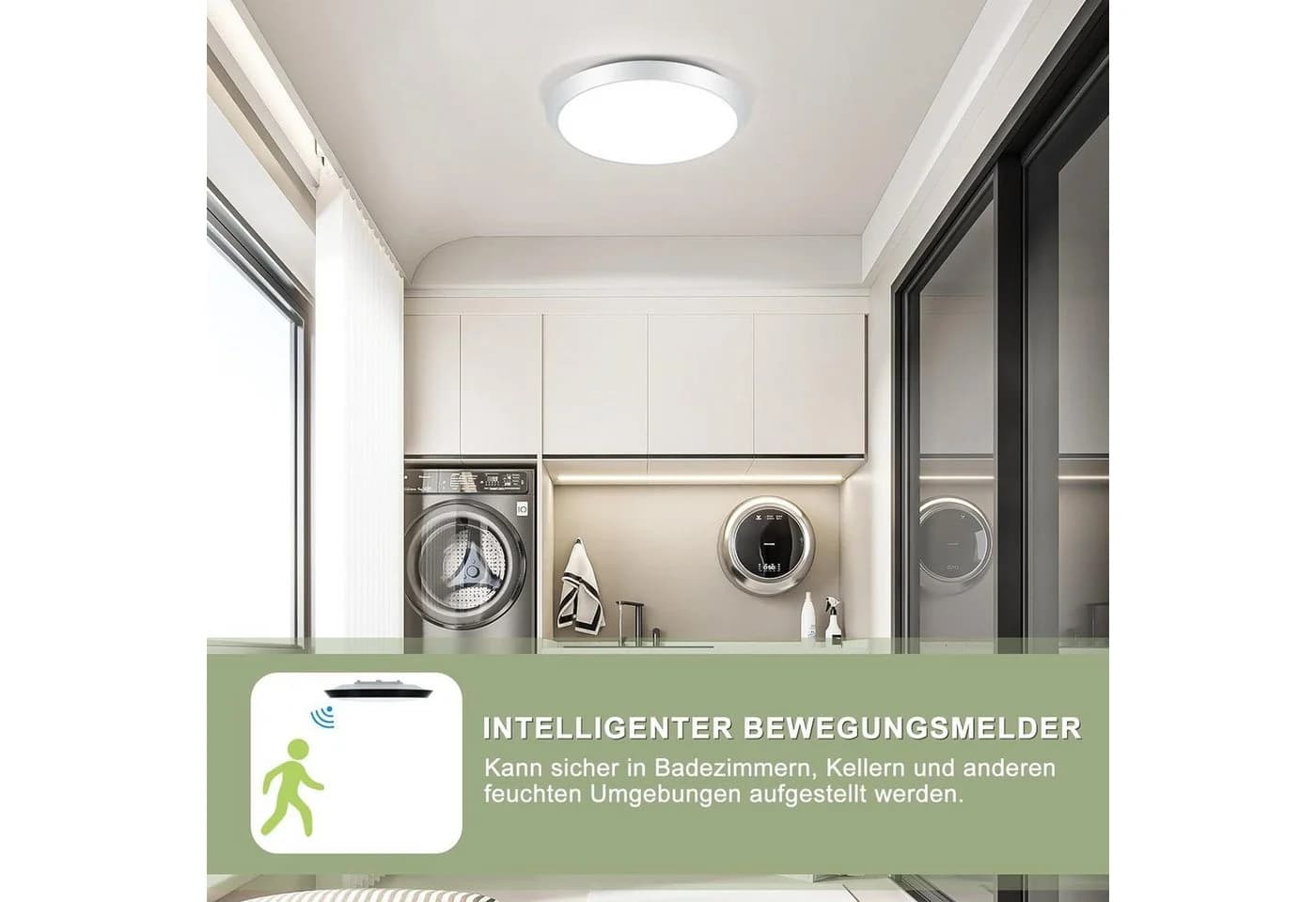 Nettlife LED Deckenleuchte mit Bewegungsmelder Rund 15W 4000K Neutralweiß