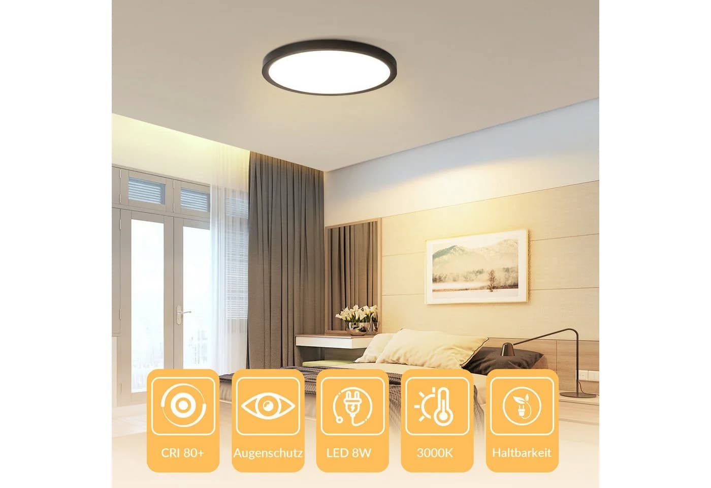 Nettlife LED Deckenleuchte Flach Schwarz 18cm 15W - Bild 3