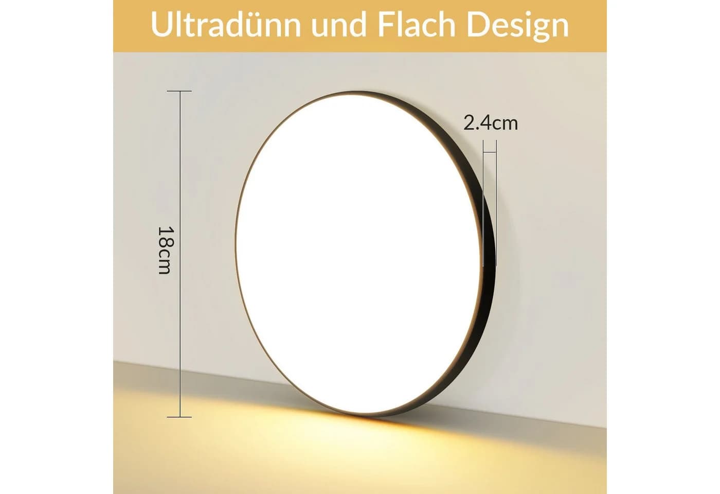 Nettlife LED Deckenleuchte Flach Schwarz 18cm 15W - Bild 5