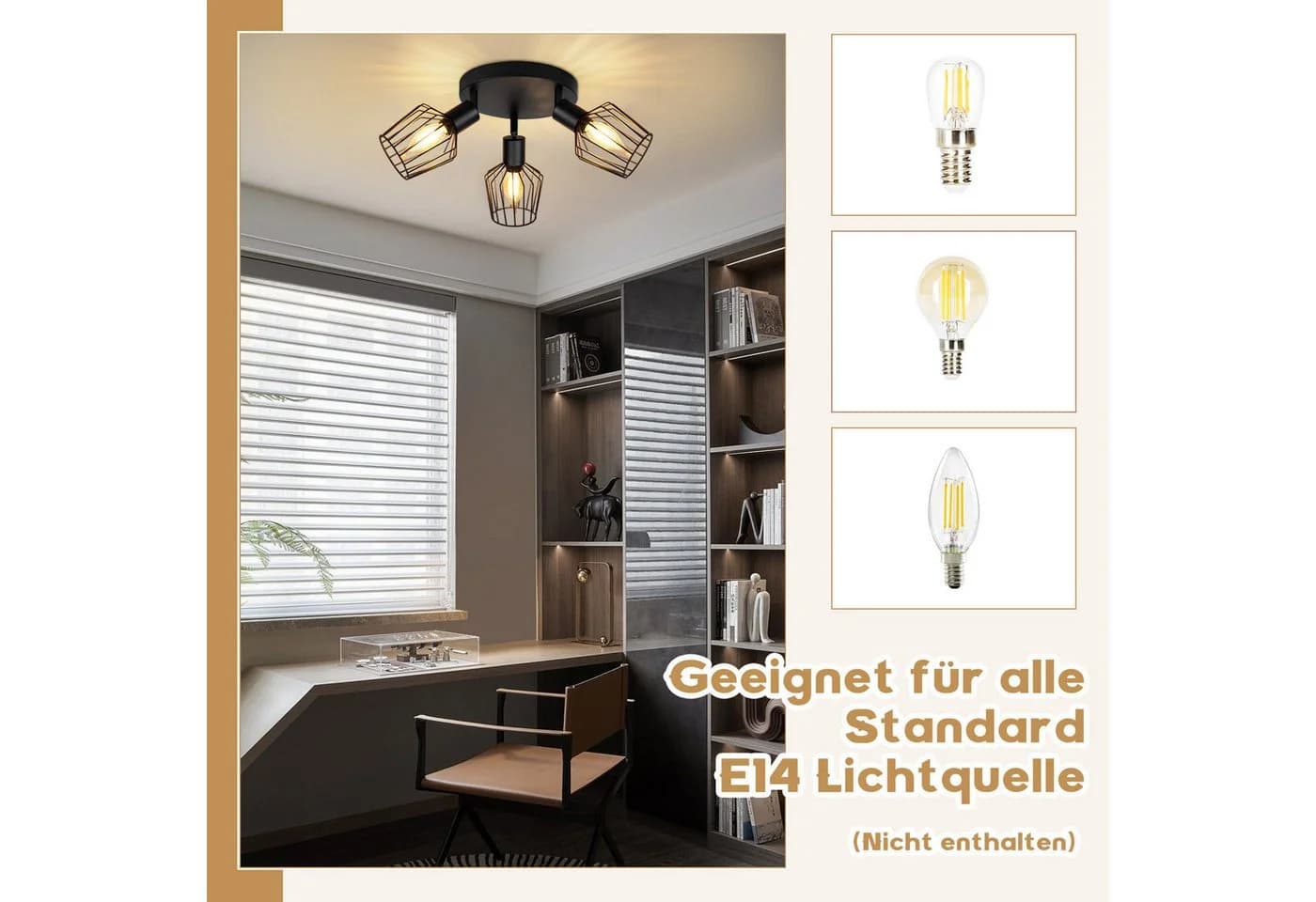 ZMH Deckenleuchte Wohnzimmer 3 Flamming - Rund Deckenspot 25W, Schwenkbar 350°