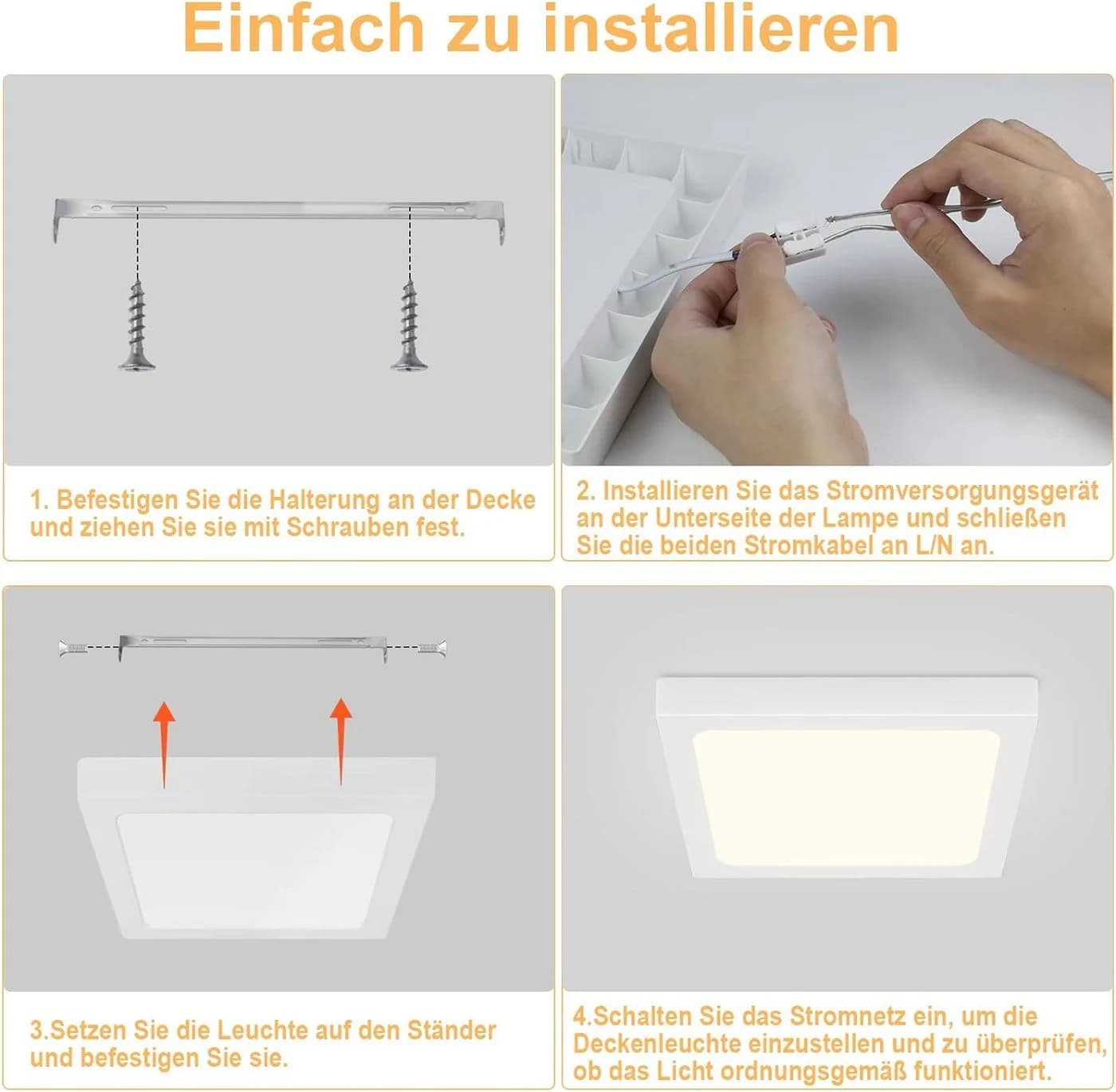 ZMH LED Deckenleuchte Rund Weiß Ø22.5CM Flurlampe Modern für Büro Flimmerfrei Energiesparend - Bild 4