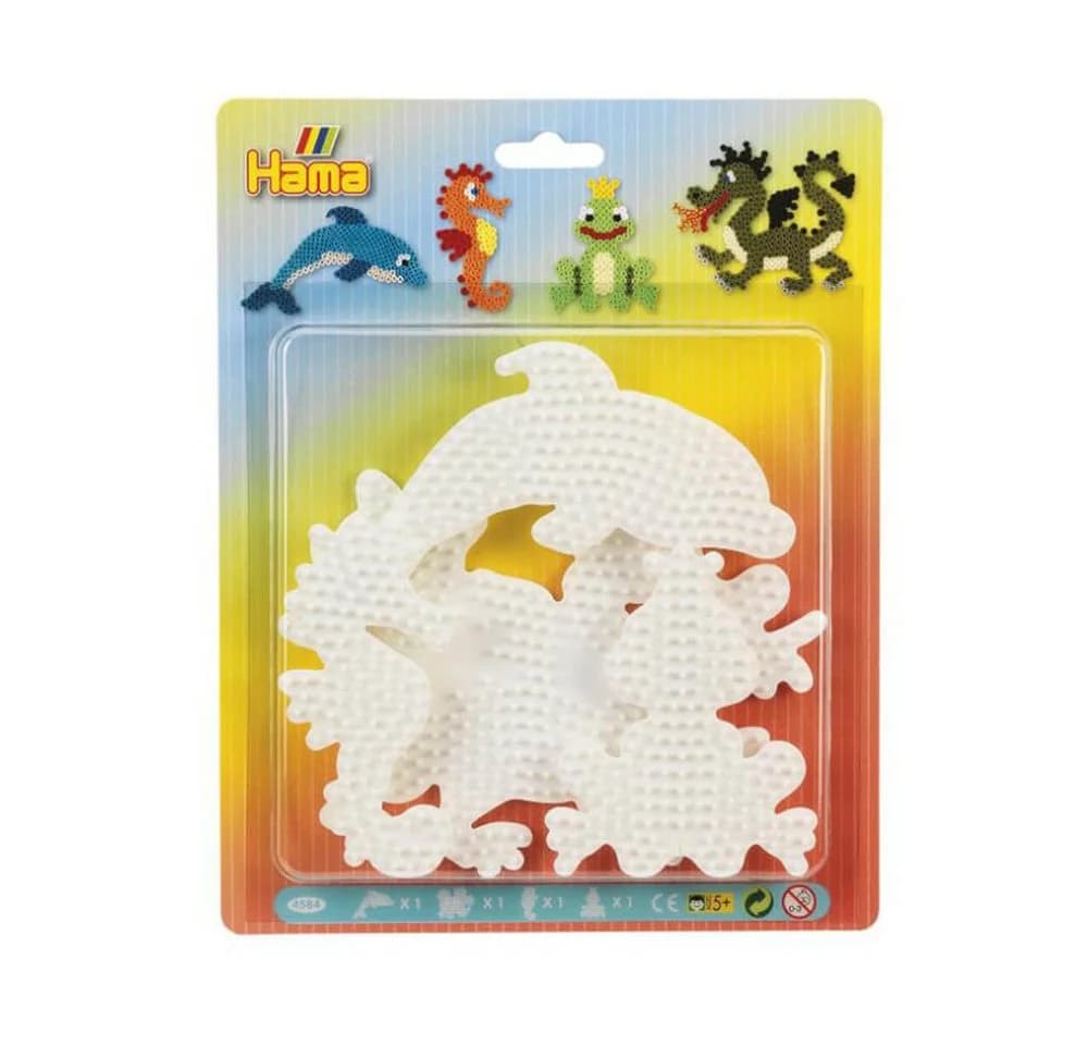 Hama Bügelperlen Blister mit 4 Midiplatten Delfin Drache Seepferdchen Frosch