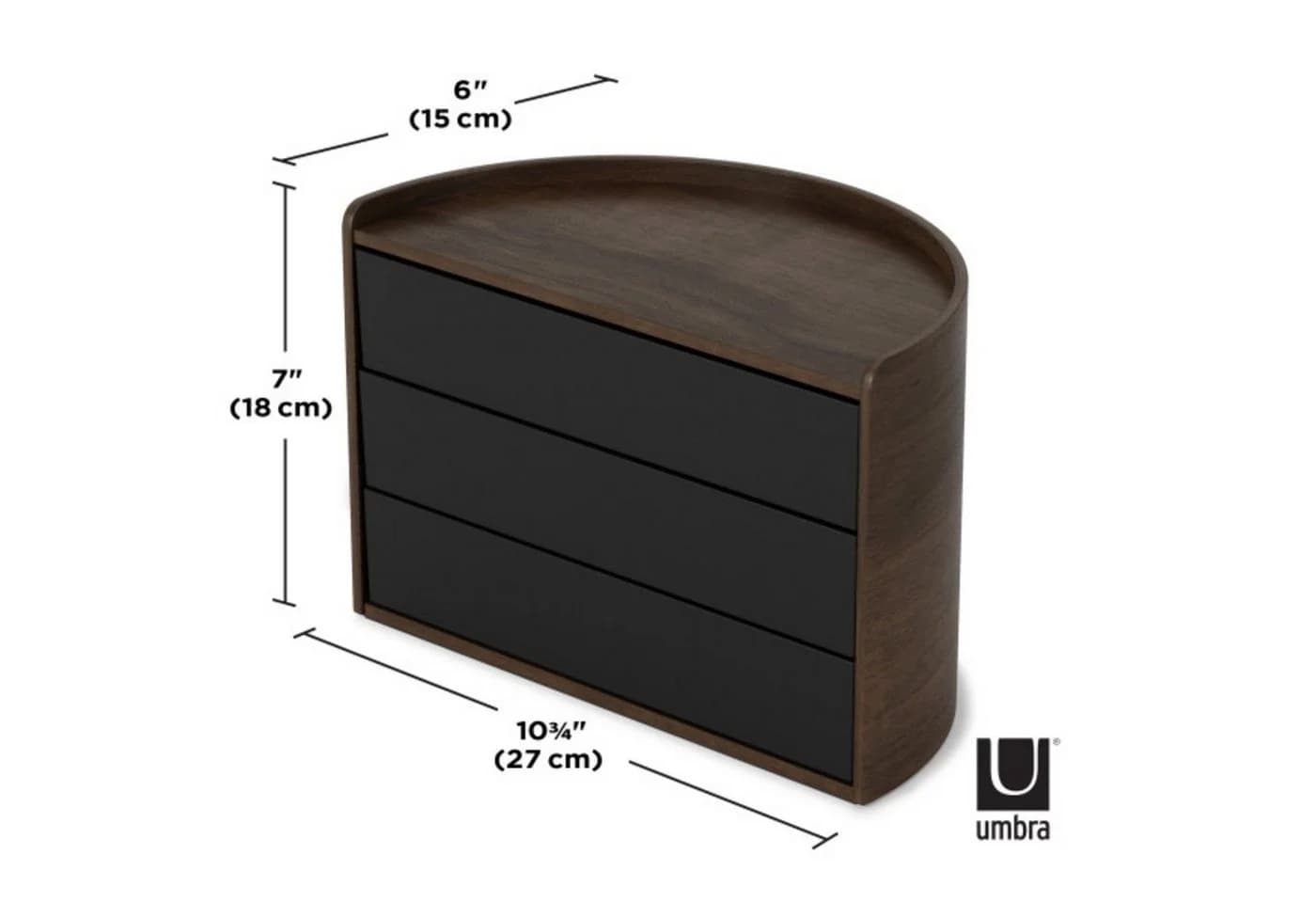 Umbra Moona Aufbewahrungsbox Schwarz/Walnuss mit drehbaren Schubfächern - Bild 5