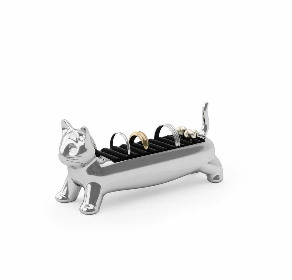 Luxuriöser Katzen-Schmuckständer aus Metall und Textil
