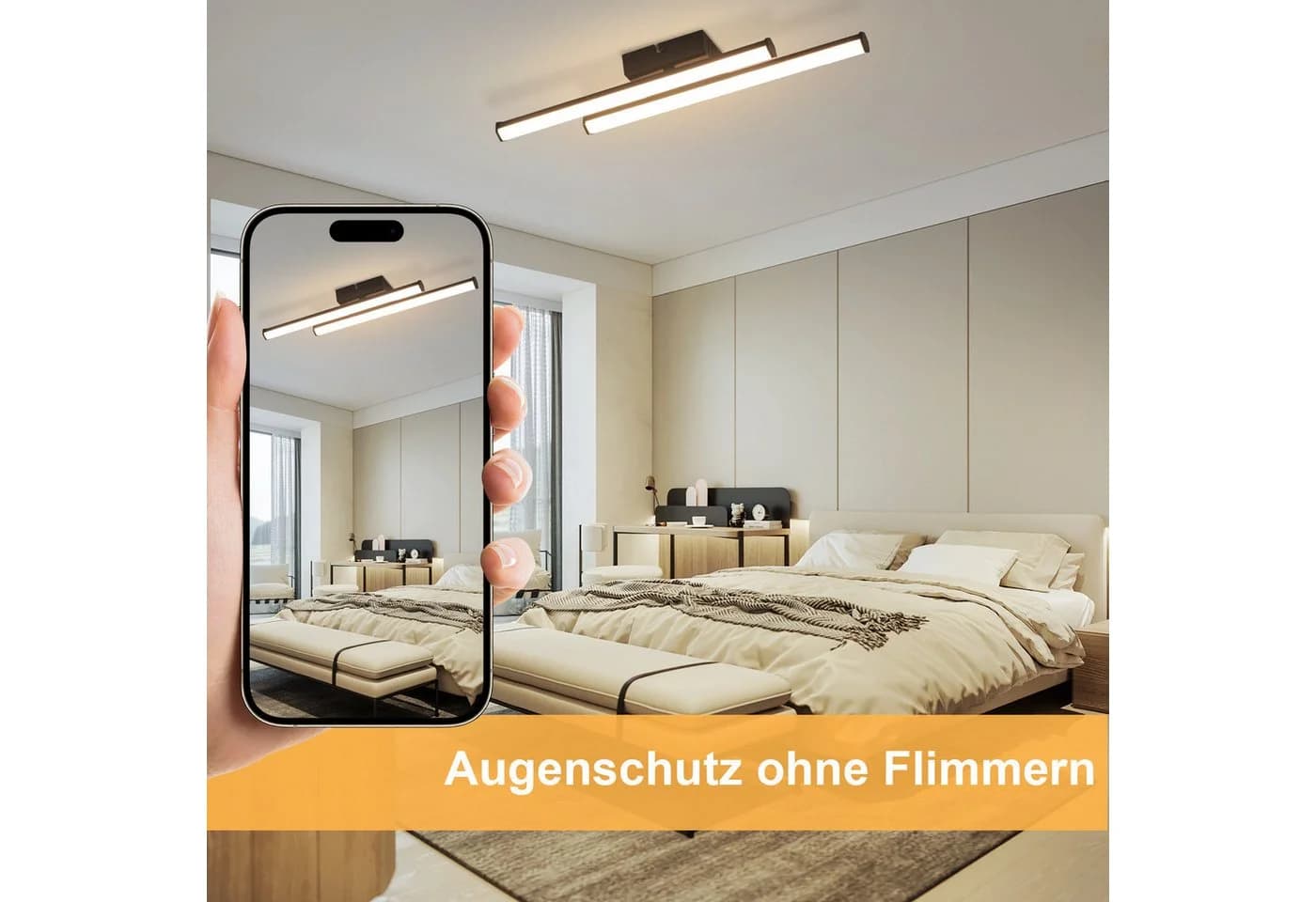 ZMH LED Deckenleuchte Modern Schwarz 3000K - Bild 5