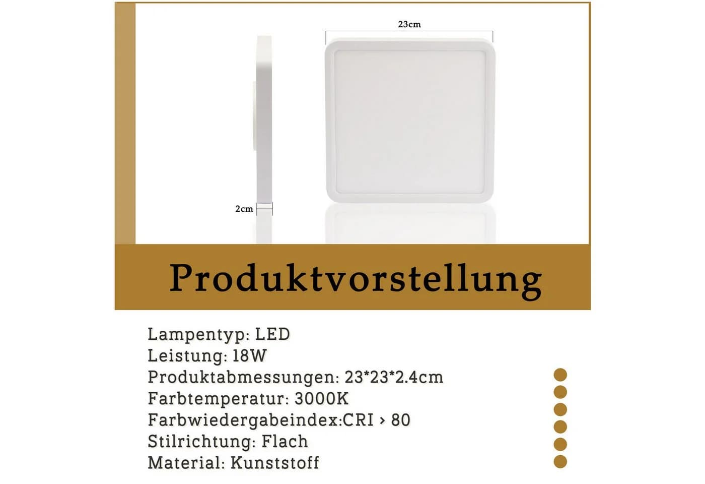 ZMH LED Deckenleuchte Weiß Modern Warmweiß 18W