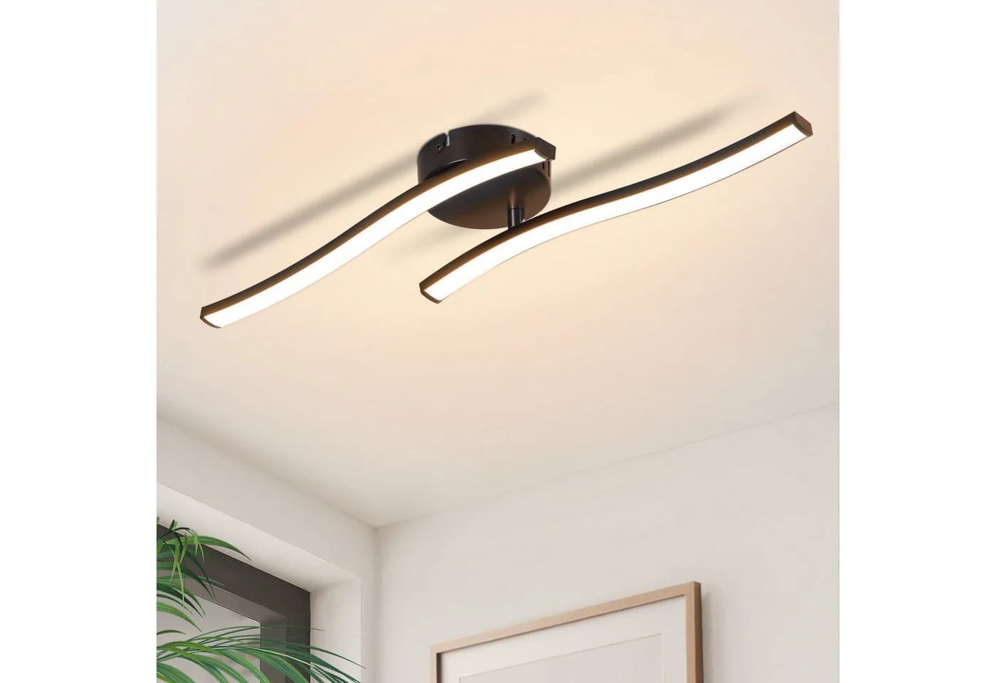 ZMH LED Deckenleuchte Wohnzimmer Schwarz Wellen Design Modern Deckenlampe 3000K - Bild 2