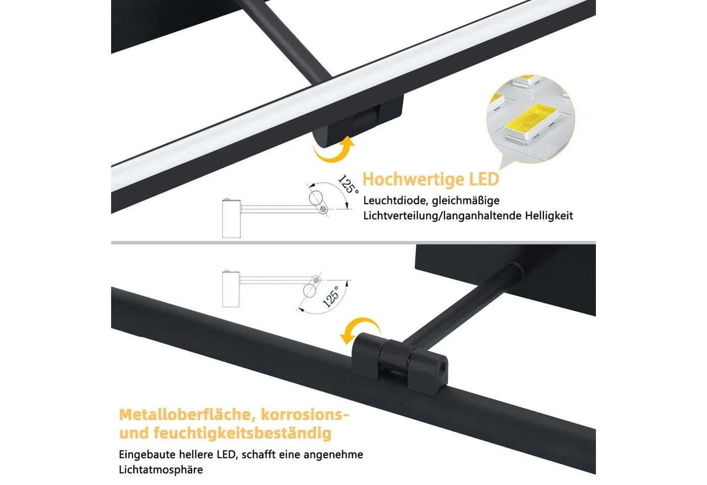 ZMH LED Spiegelleuchte 40cm Neutralweiß Wandleuchte