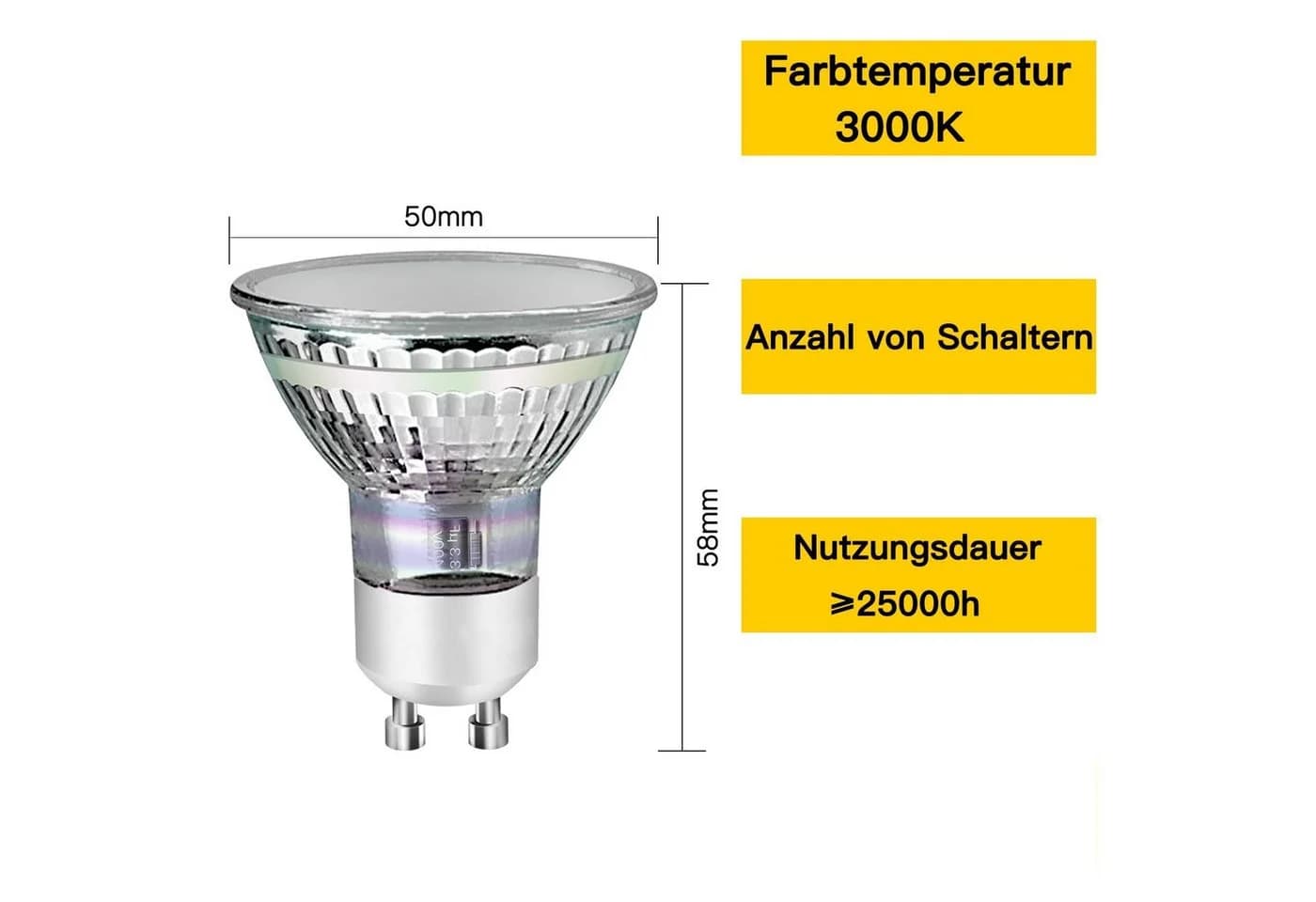 ZMH LED-Leuchtmittel GU10 4W 10 St. 3000K Reflektor Birne
