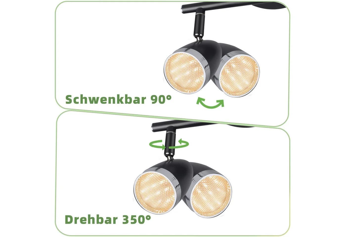ZMH Deckenstrahler Schwarz 2 Flammig LED 350° schwenkbar - Bild 5