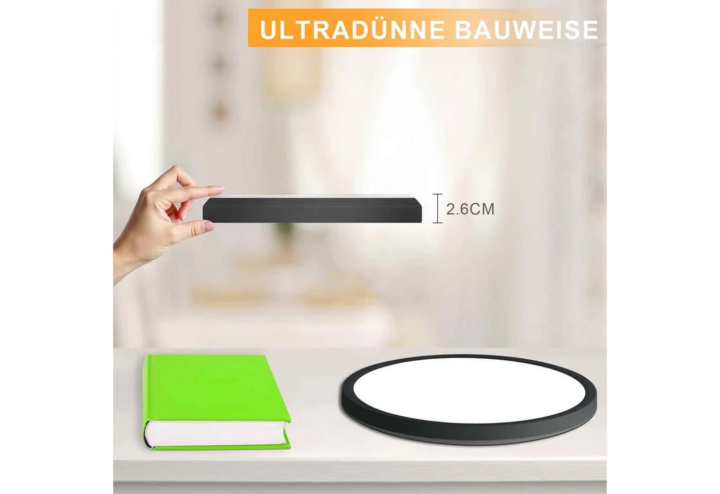 ZMH LED Deckenleuchte Modern Schwarz Warmweiß