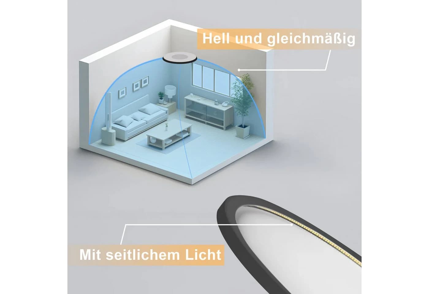 ZMH LED Deckenleuchte Modern Schwarz Warmweiß - Bild 5