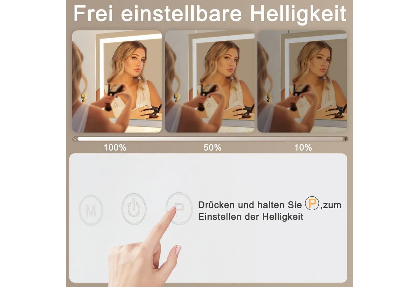 Nettlife Schminkspiegel mit Beleuchtung 50x40cm Dimmbare LED Spiegel - Bild 3