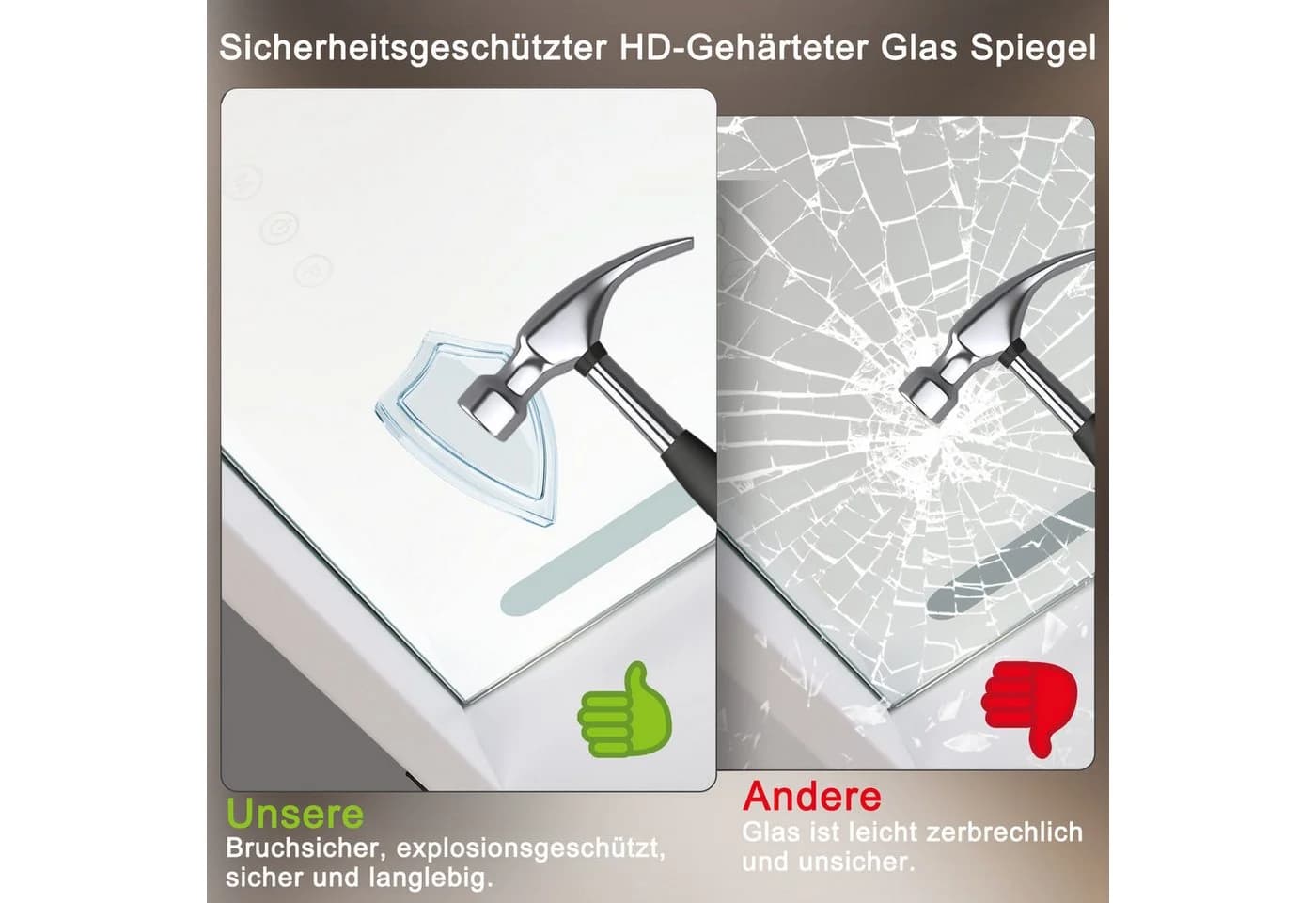 Nettlife Schminkspiegel mit Beleuchtung 50x40cm Dimmbare LED Spiegel - Bild 5