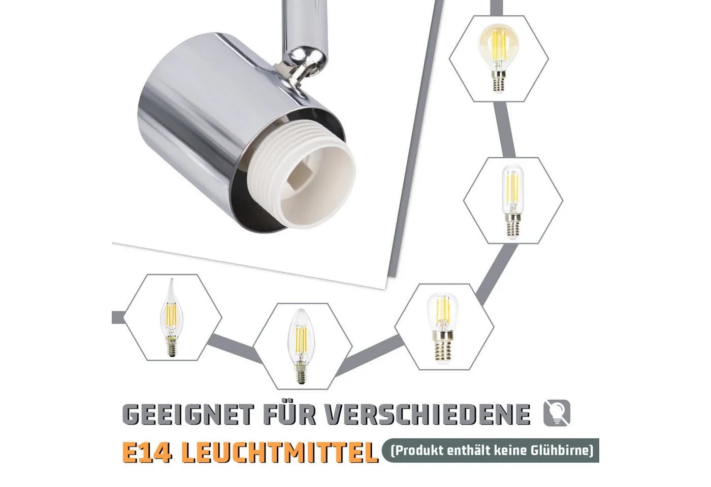 Nettlife Deckenstrahler Weiß Glas E14 Deckenleuchte 3/4/6 Flammig Innen Lampenschirm - Bild 5