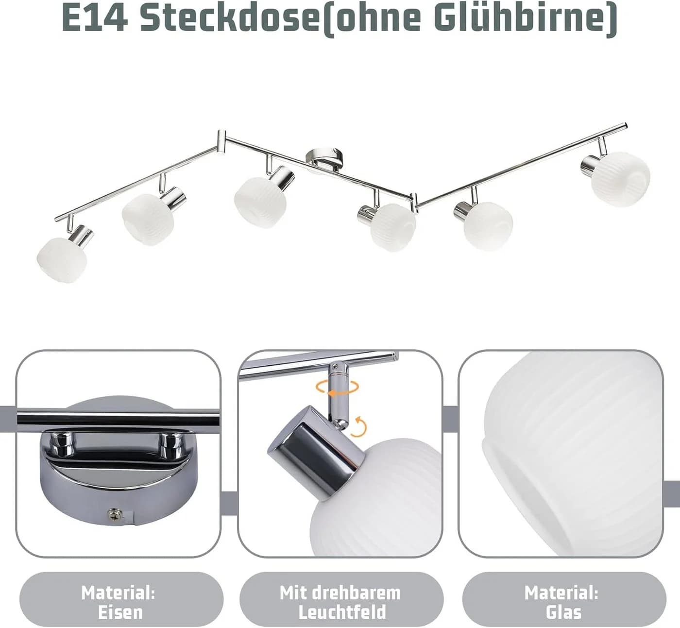 Nettlife Deckenstrahler Weiß Glas E14 Deckenleuchte 3/4/6 Flammig Innen Lampenschirm - Bild 4
