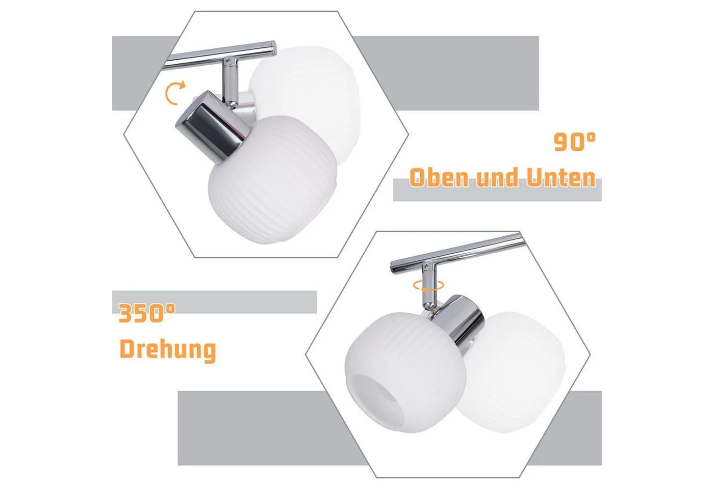Nettlife Deckenstrahler Weiß Glas E14 Deckenleuchte 3/4/6 Flammig Innen Lampenschirm - Bild 5