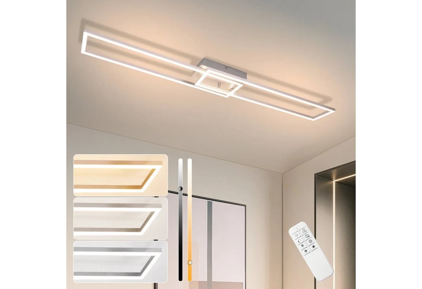 Nettlife LED Deckenleuchte Silber Dimmbar 64CM 36W Geometrisch - Bild 2