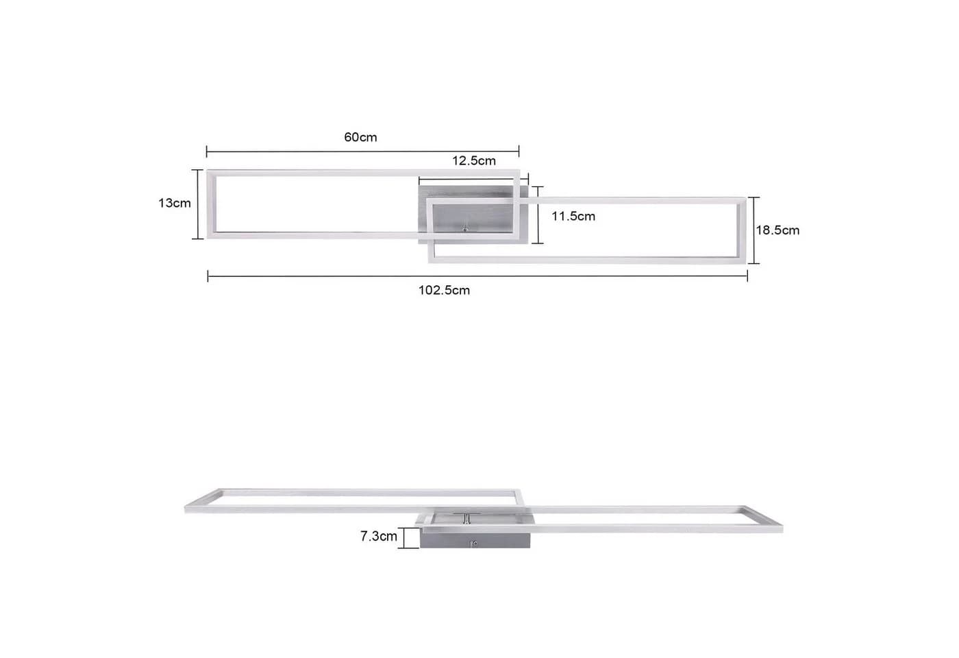 Nettlife LED Deckenleuchte Silber Dimmbar 64CM 36W Geometrisch - Bild 5