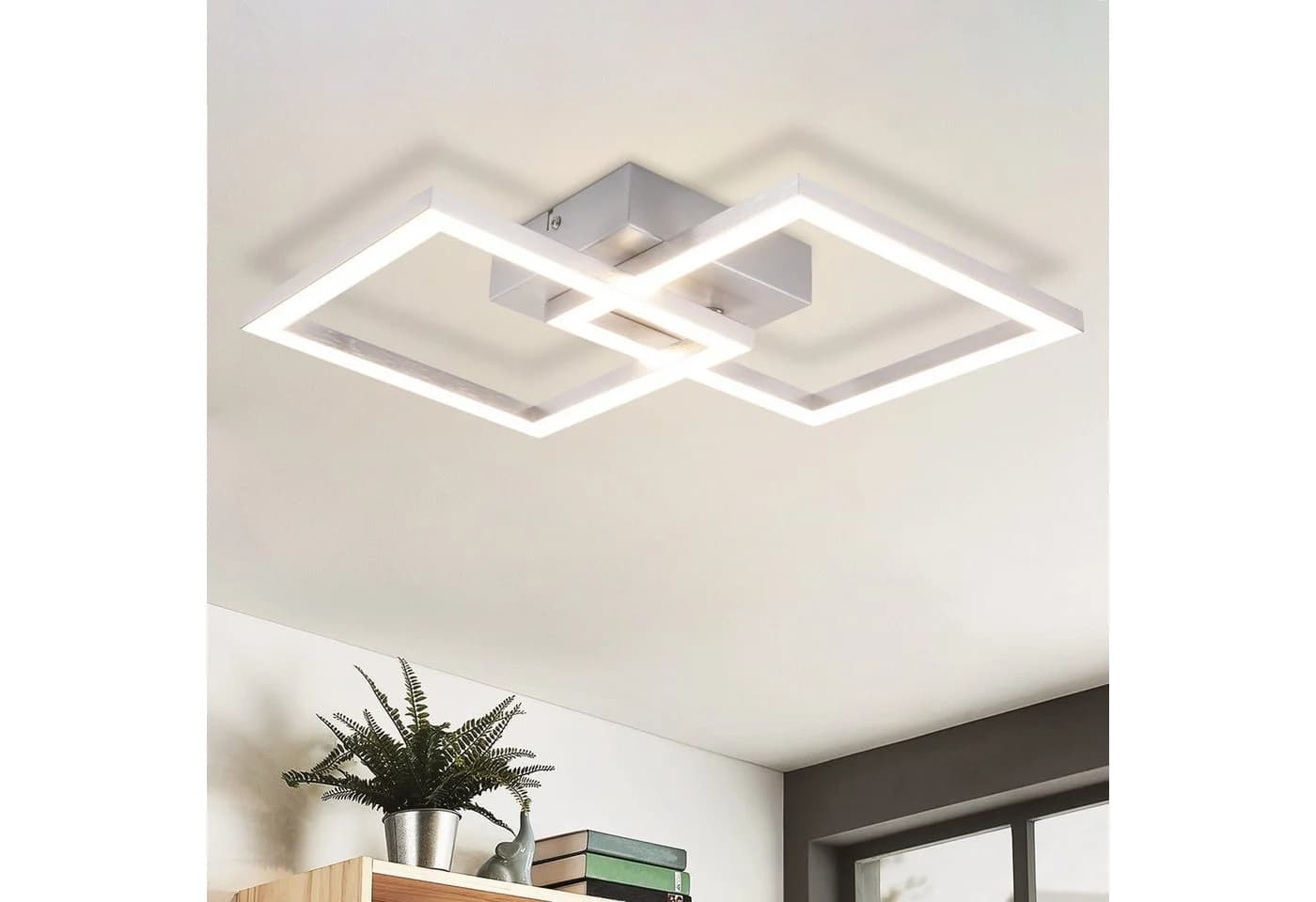 Nettlife LED Deckenleuchte Eckig Silber Modern 24W Metall 3000K Warmweiß - Bild 2