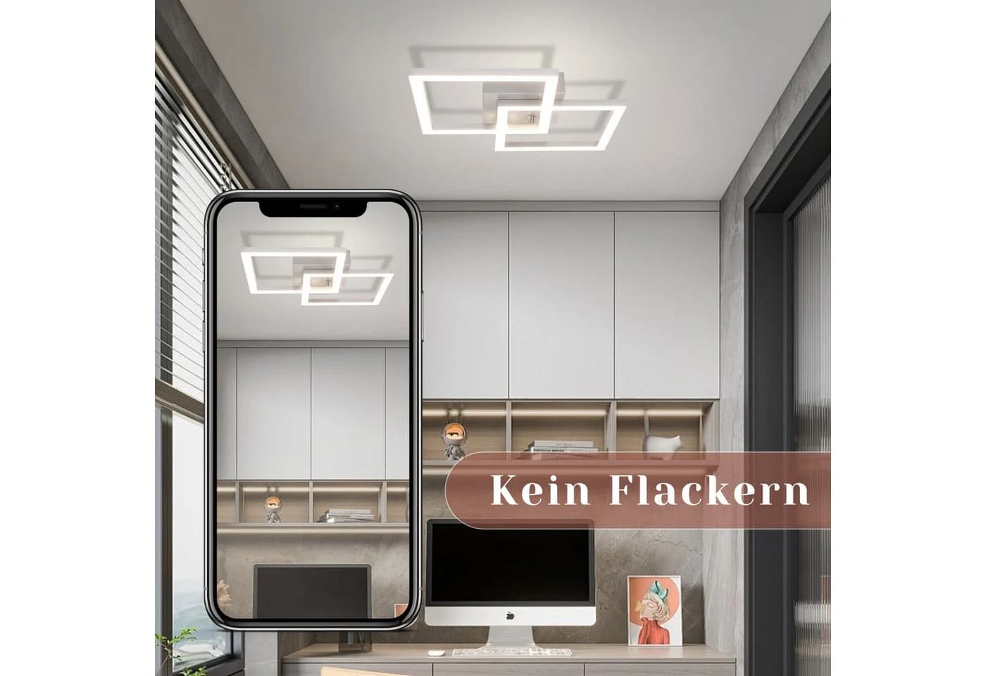 Nettlife LED Deckenleuchte Eckig Silber Modern 24W Metall 3000K Warmweiß - Bild 4