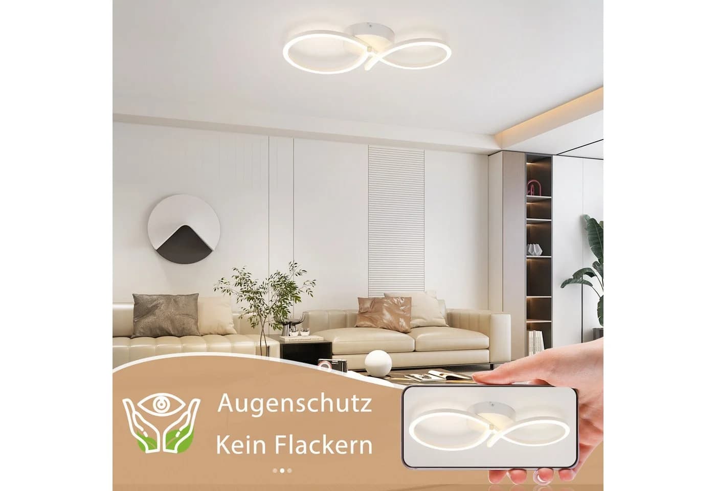 Nettlife LED Deckenleuchte 24W Modern Schwarz 3000K Warmweiß