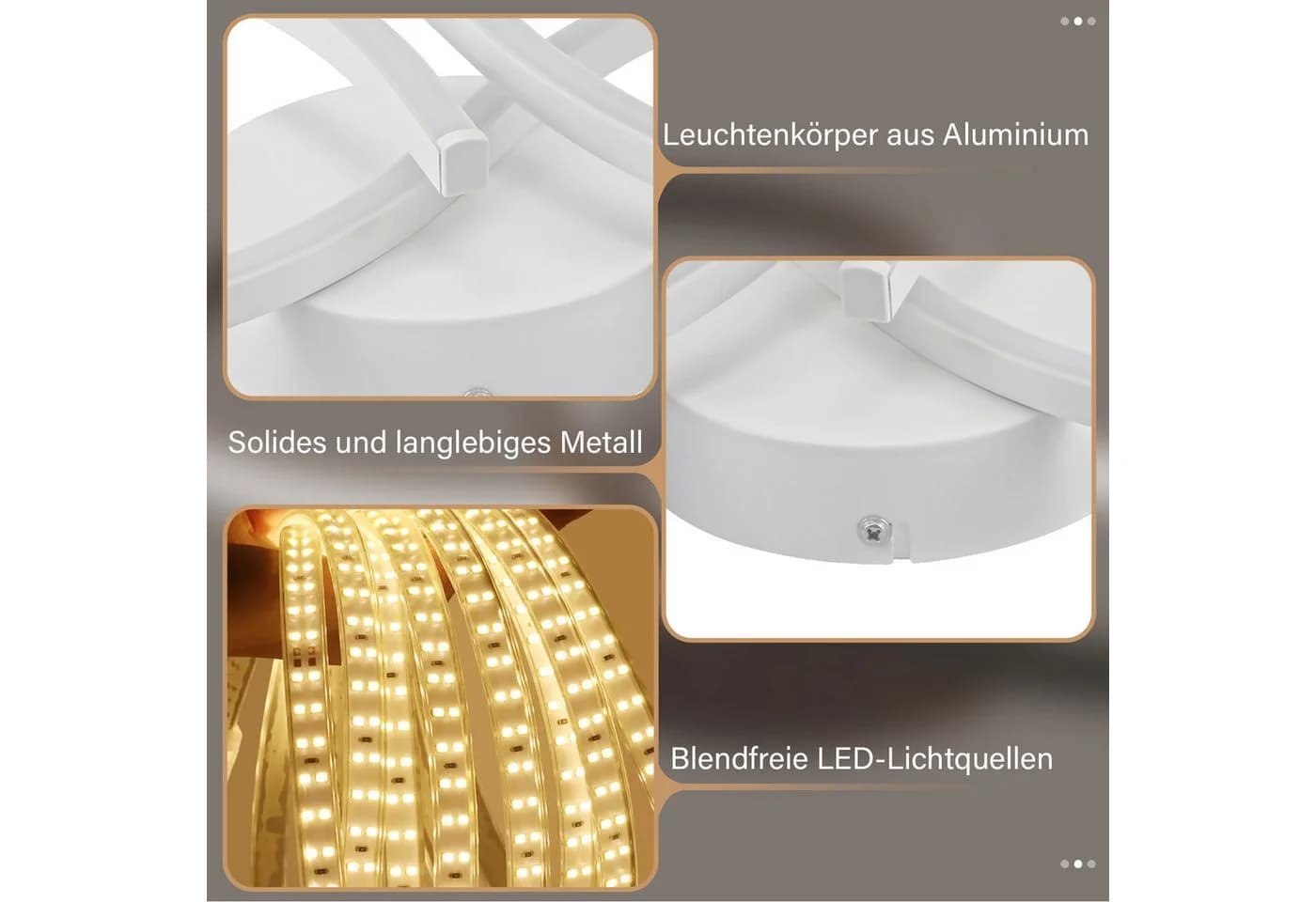 Nettlife LED Deckenleuchte 24W Modern Schwarz 3000K Warmweiß - Bild 3